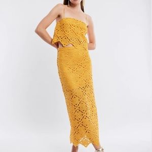 NWT- 2 pieces!! BCBG yellow crotchet skirt AND top. Sold as set